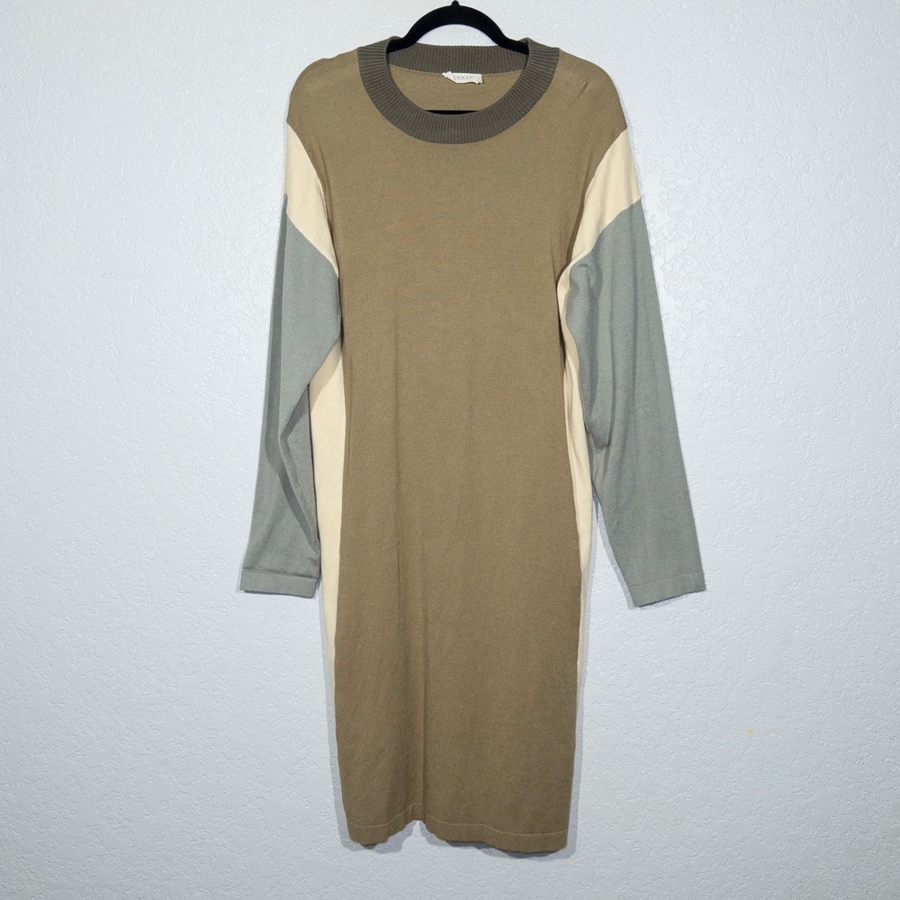 Roolee Olive Green Colorblock Midi Sweater Dress Size XXL